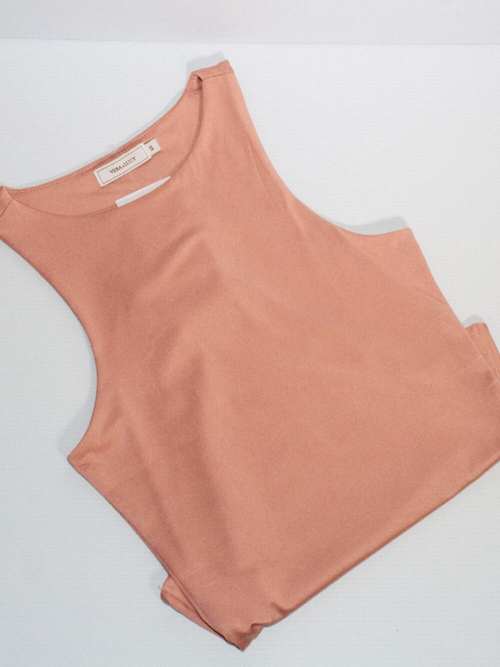 Vera & Lucy Pink Peach Sleeveless High Neck Bodysuit S